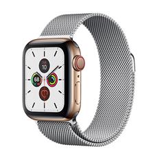 ساعت مچی هوشمند اپل واچ سری5 40 میلیمتر استیل طلایی با بند نقره ای Milanese Loop